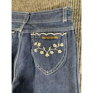 Vintage wide leg Wear Me Girls Size 14 Blue Floral Embroidered  Jeans Denim
